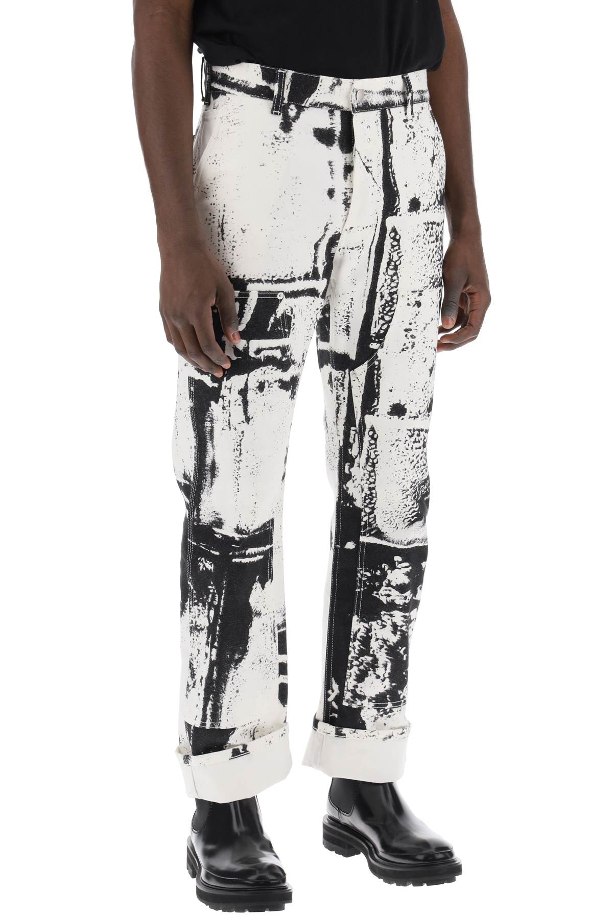 Alexander Mcqueen fold print workwear jeans