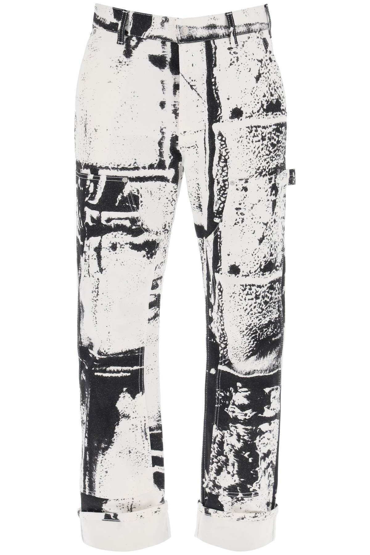 Alexander Mcqueen fold print workwear jeans