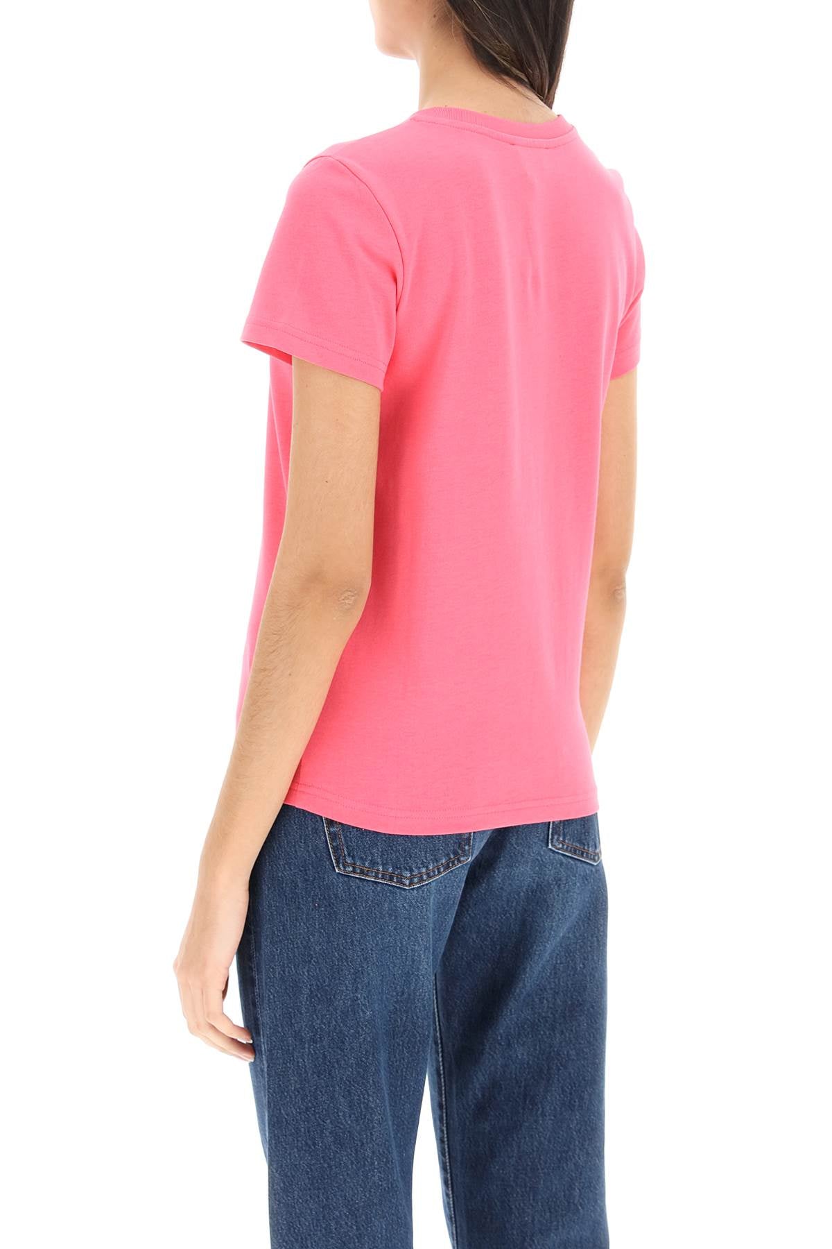 A.P.C. 'New Denise' T Shirt With Logo Embroidery   Fuchsia