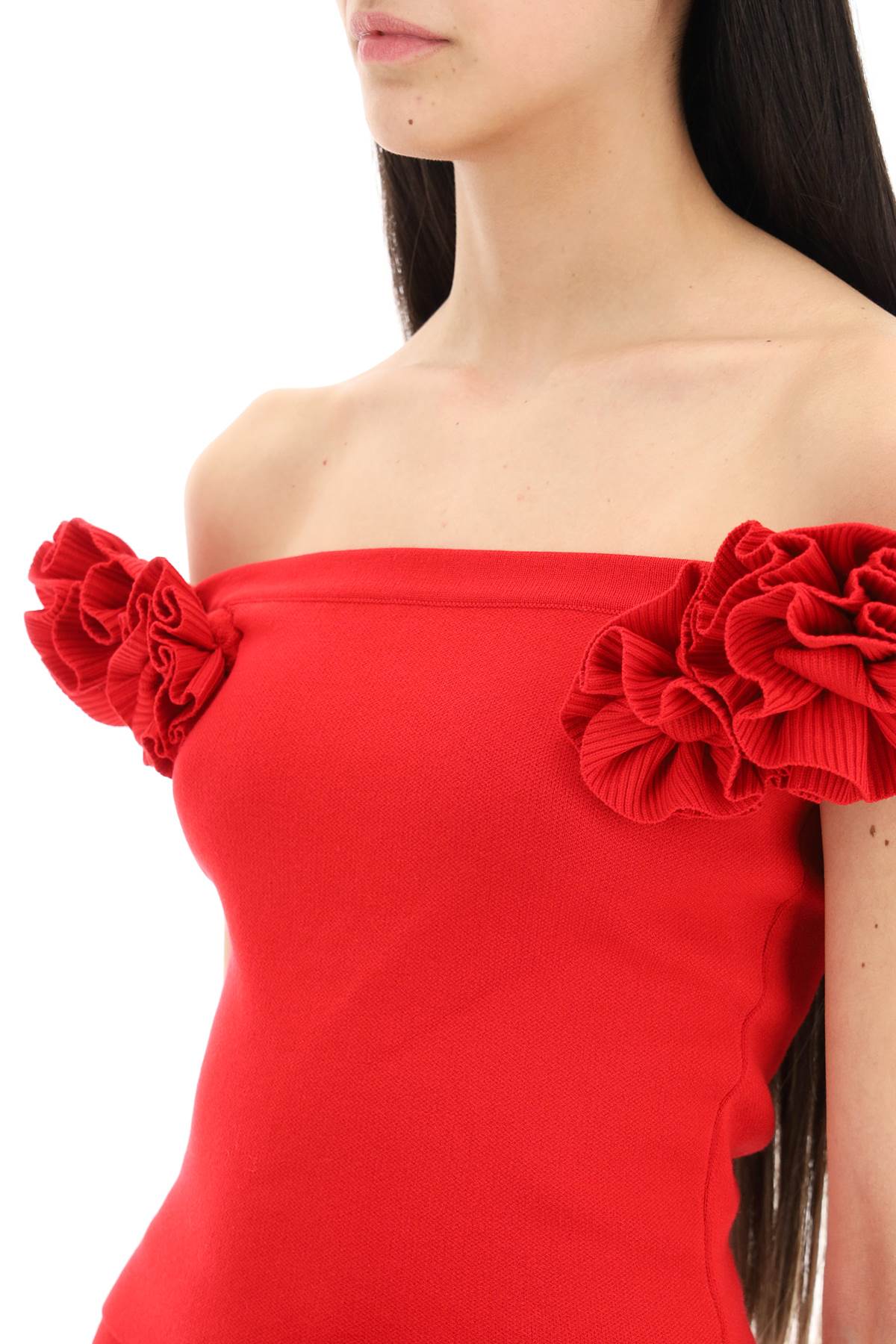 Magda Butrym Fitted Top With Roses   Red