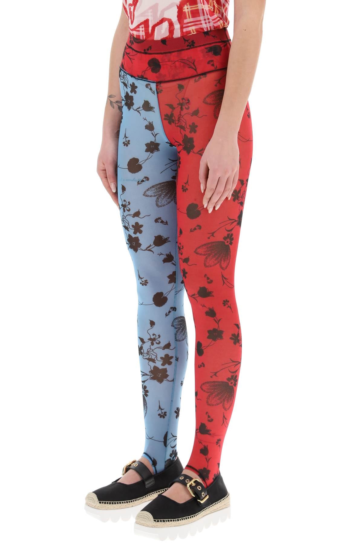 Chopova Lowena Color Block Floral Leggings   Light Blue