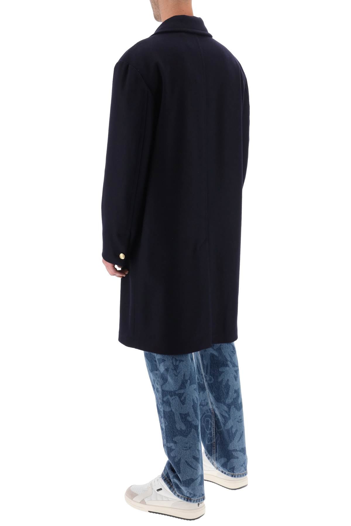 Palm Angels Sartorial Tape Wool Cashmere Coat   Blue