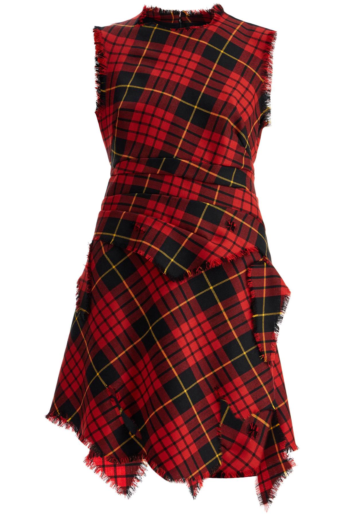 Alexander Mcqueen distressed wool tartan mini dress