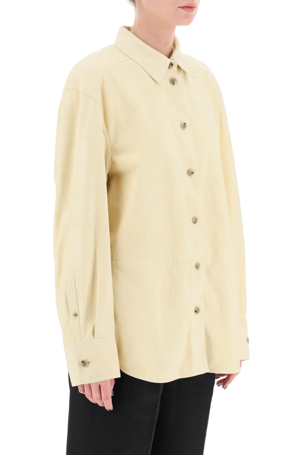 Loulou Studio Suede Overshirt   Beige