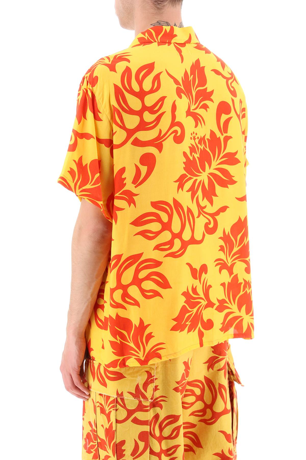 Erl Printed Viscose Bowling Shirt   Yellow