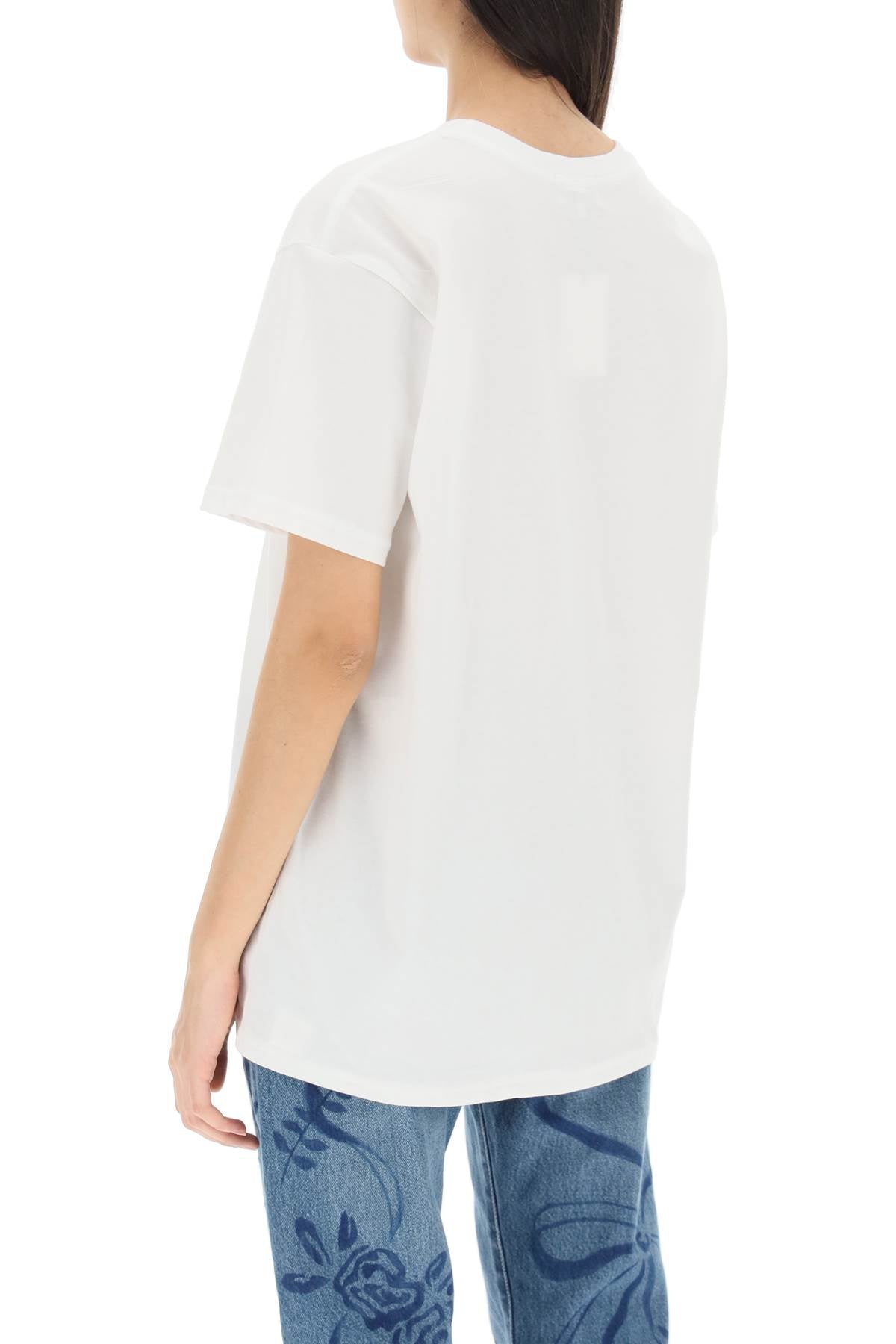 Collina Strada Organic Cotton T Shirt With Rhinestones   White