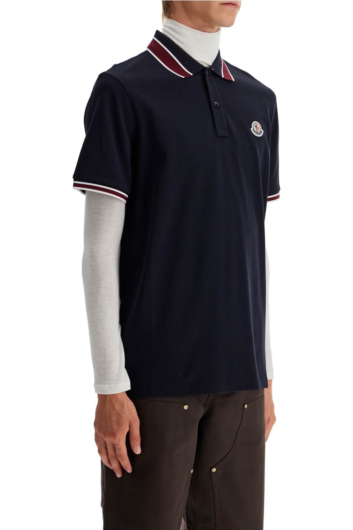 Moncler striped polo shirt with detailed accents