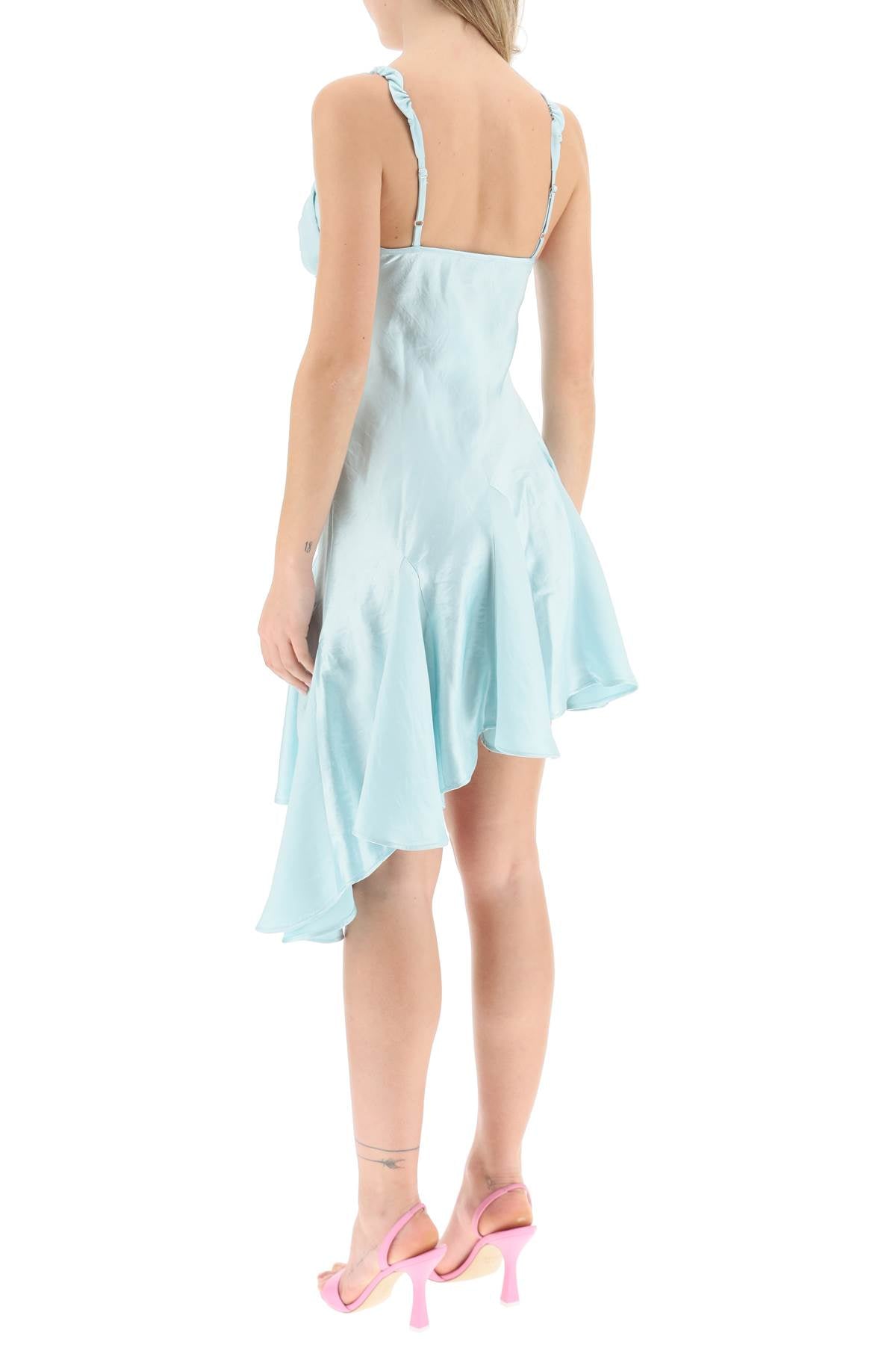 Collina Strada 'Ivy' Asymmetric Satin Dress   Light Blue