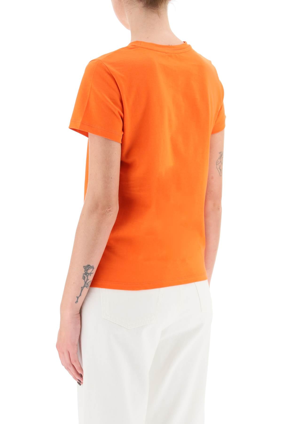 A.P.C. T Shirt With Flocked Vpc Logo   Orange