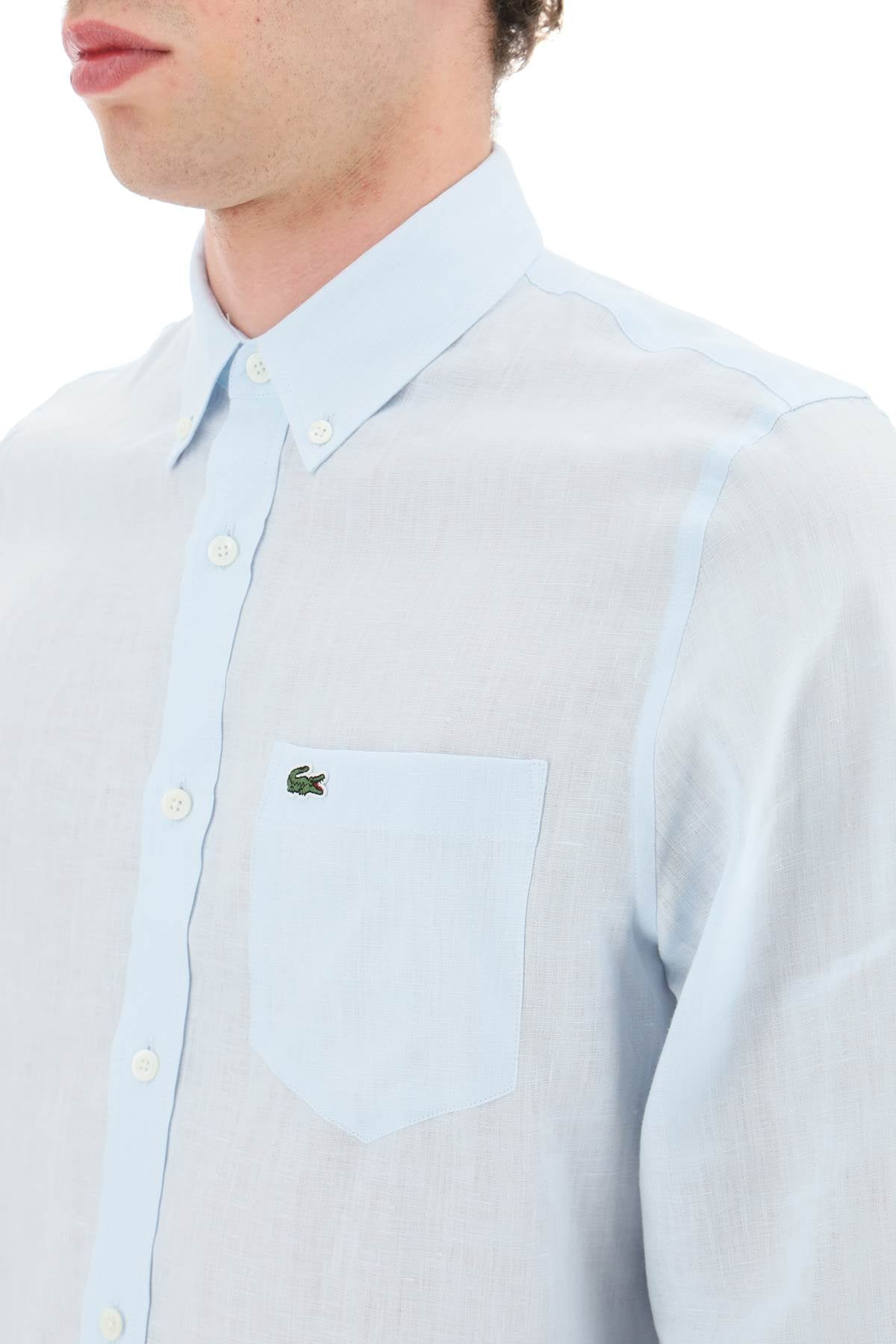 Lacoste Light Linen Shirt   Light Blue