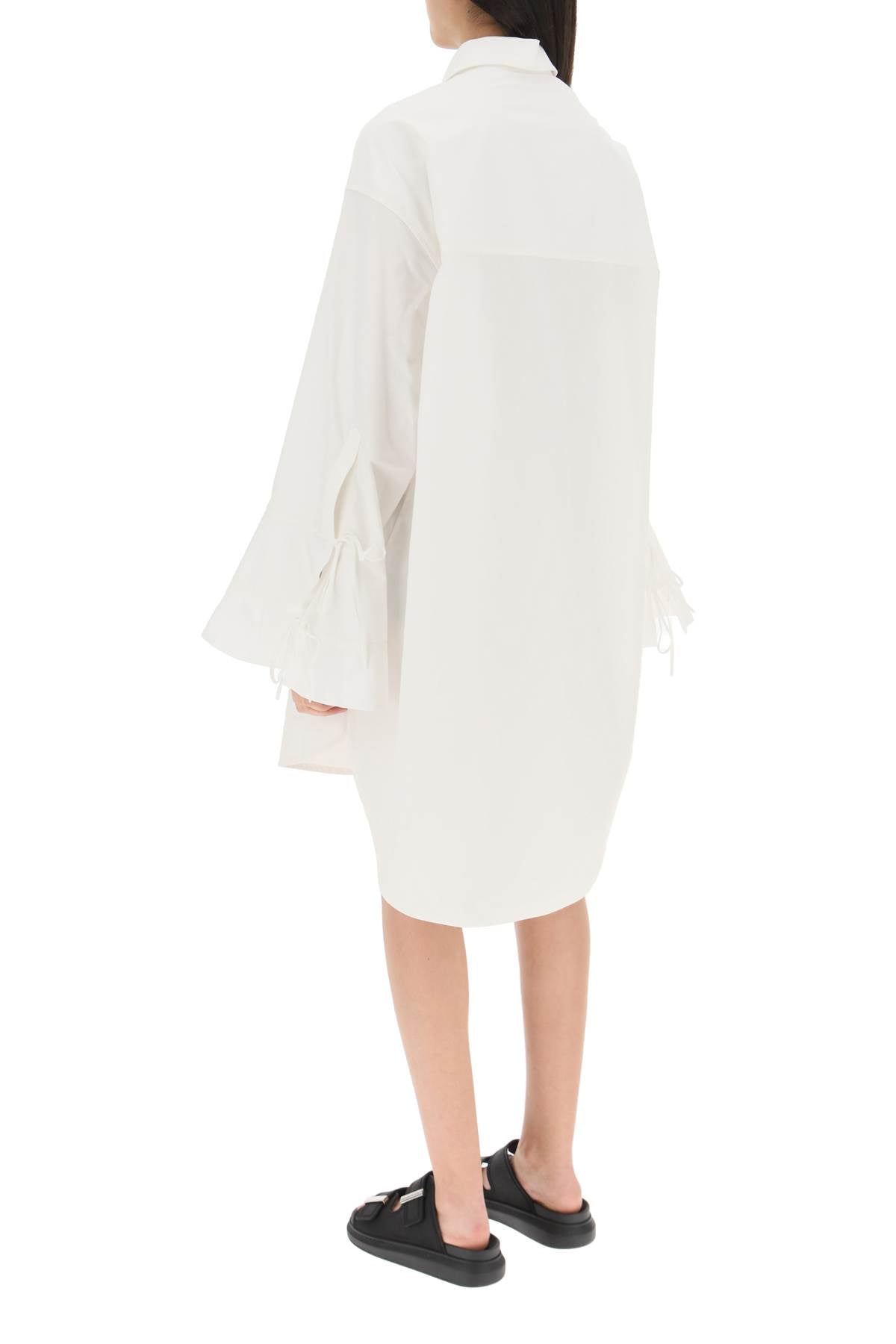 Palm Angels Shirt Dress With Bell Sleeves   White