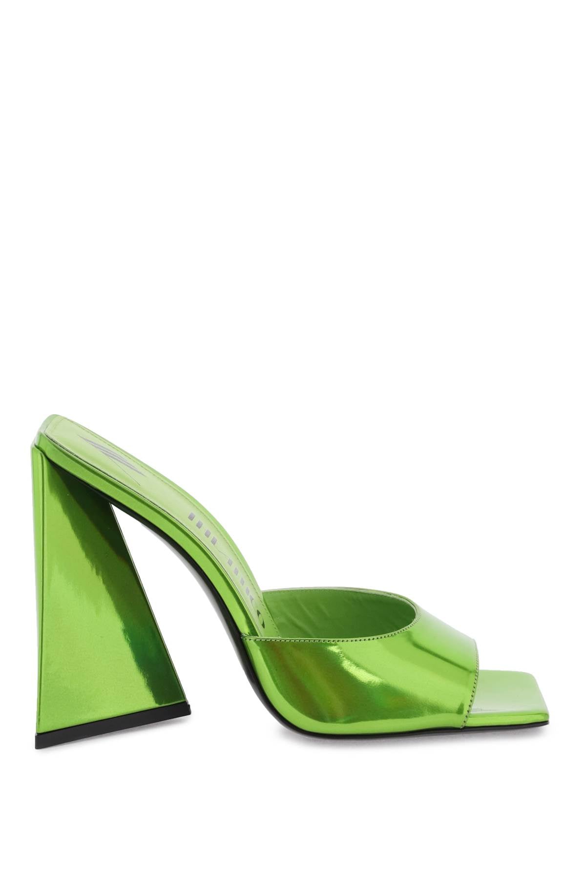 The Attico Devon Mules In Laminated Faux Patent Leather   Green