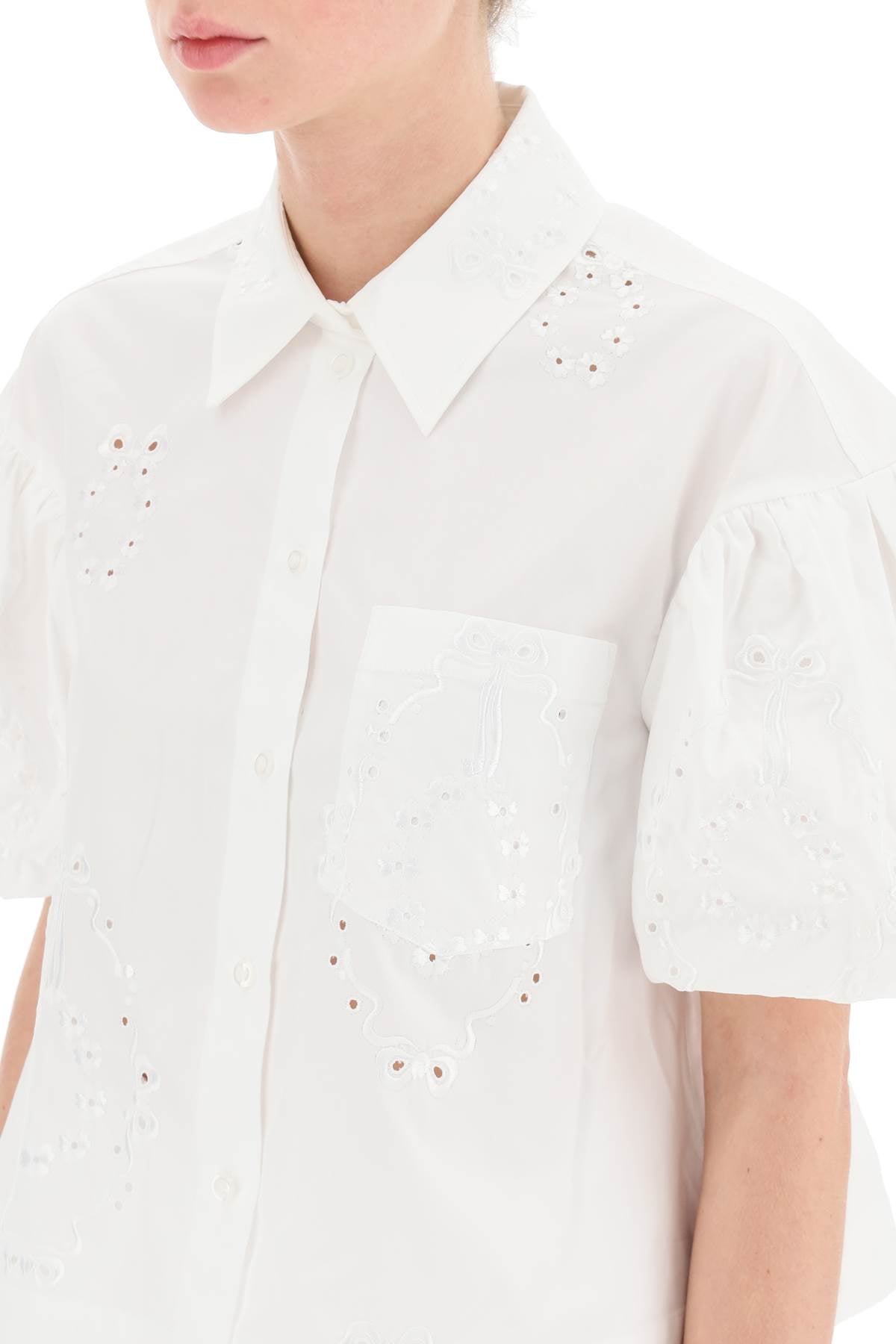 Simone Rocha Embroidered Cropped Shirt   White