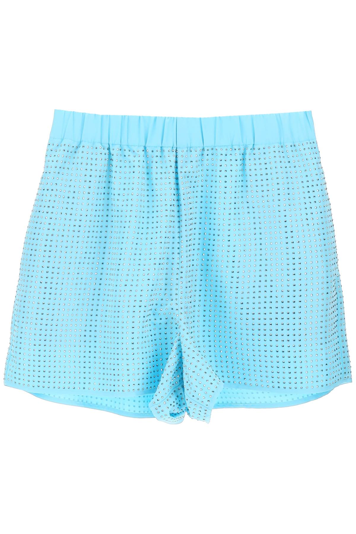 Self Portrait Rhinestone Taffeta Shorts   Light Blue