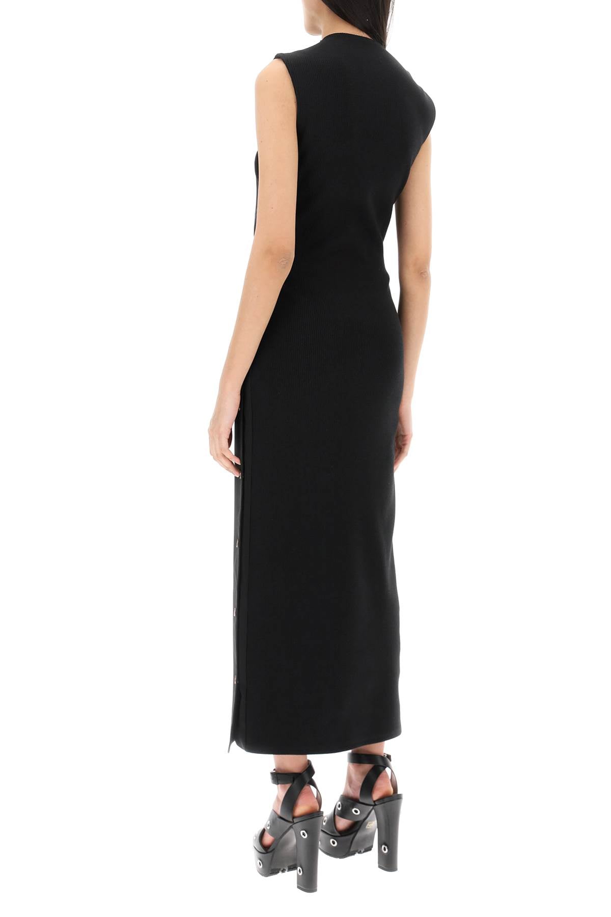 Y Project Dual Material Maxi Dress With Snap Panels   Black