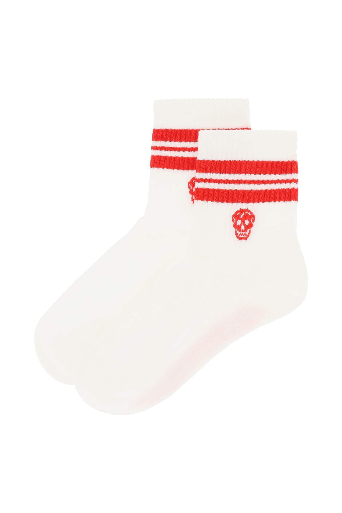 Alexander Mcqueen Stripe Skull Sports Socks   White