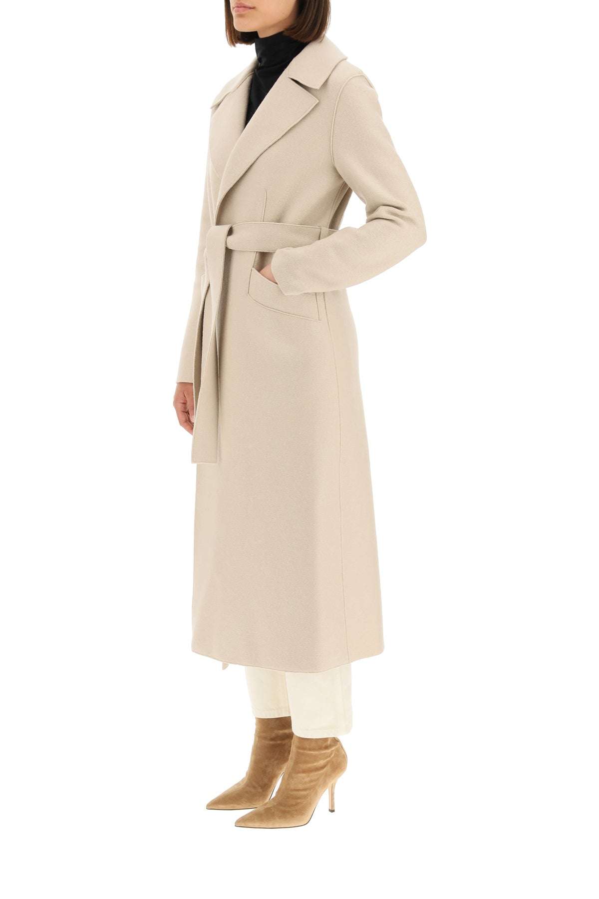 Harris Wharf London long coat in pressed wool