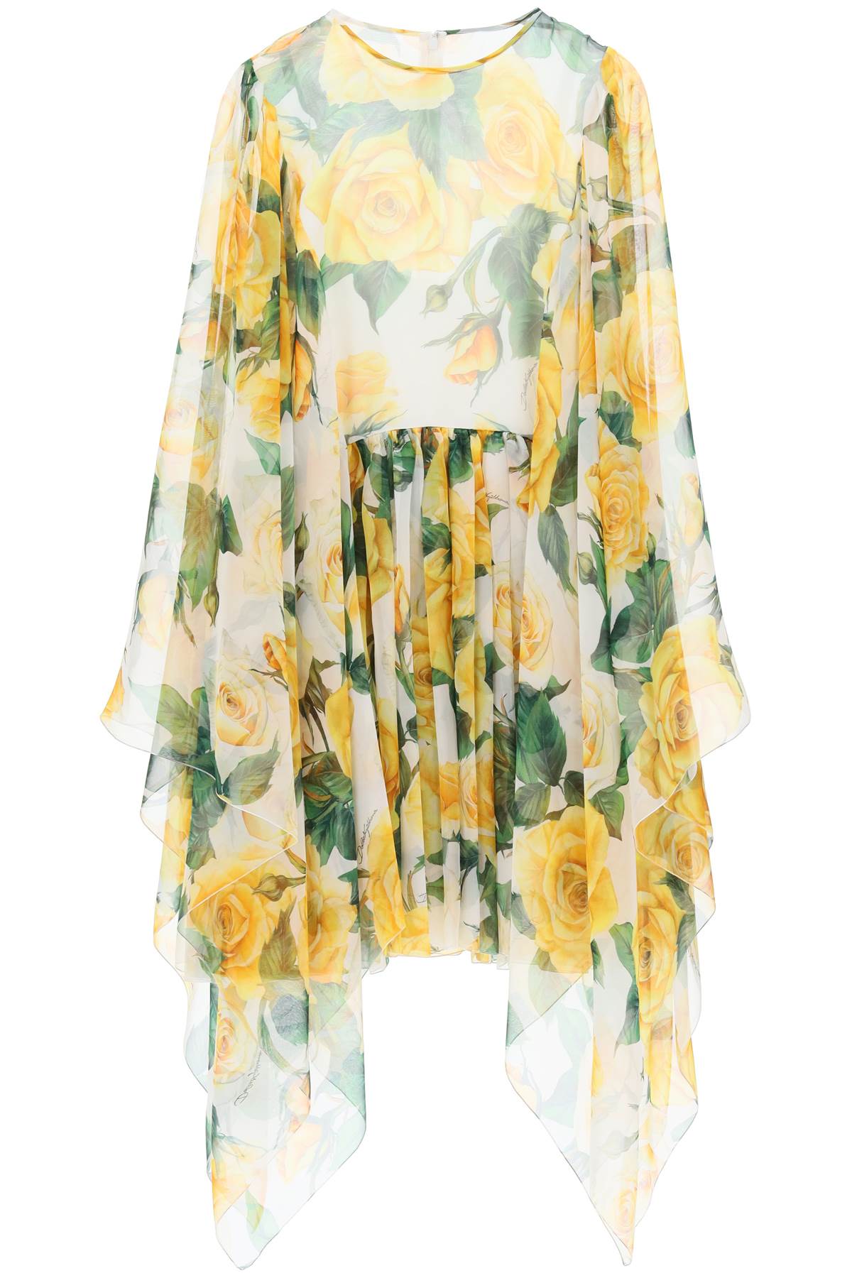 Dolce & Gabbana "short silk chiffon dress with yellow rose print"