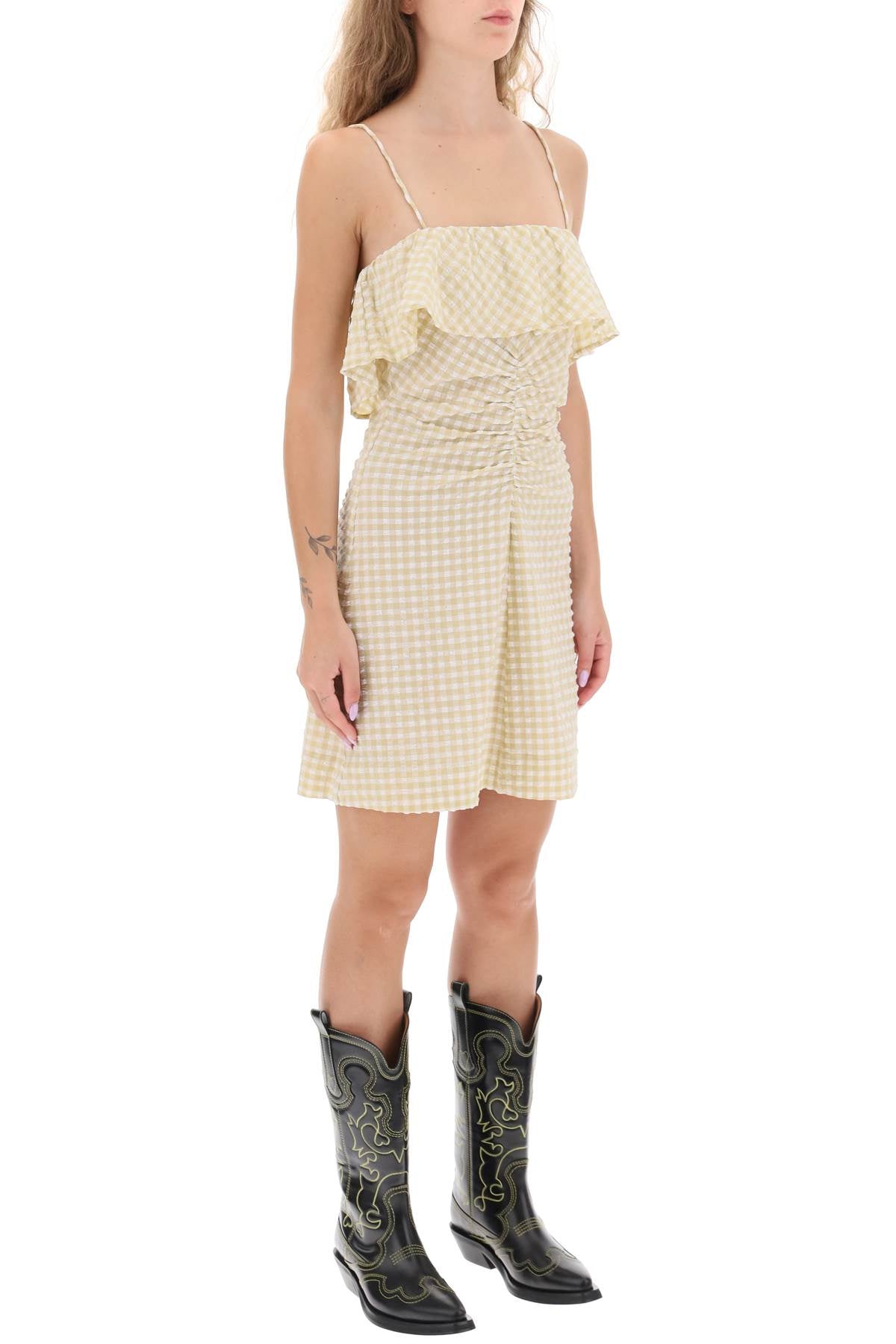 Ganni gingham motif dress