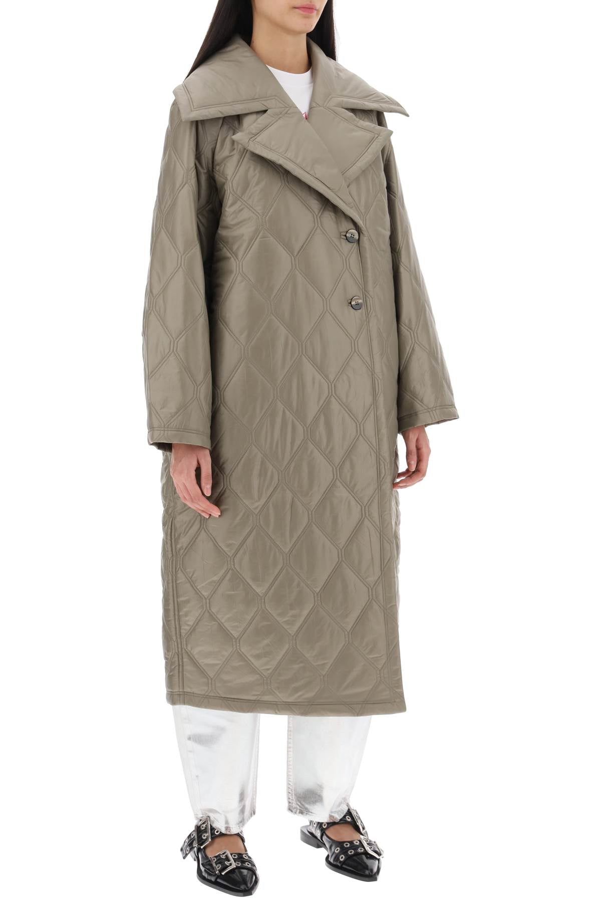 Ganni quilted oversized coat