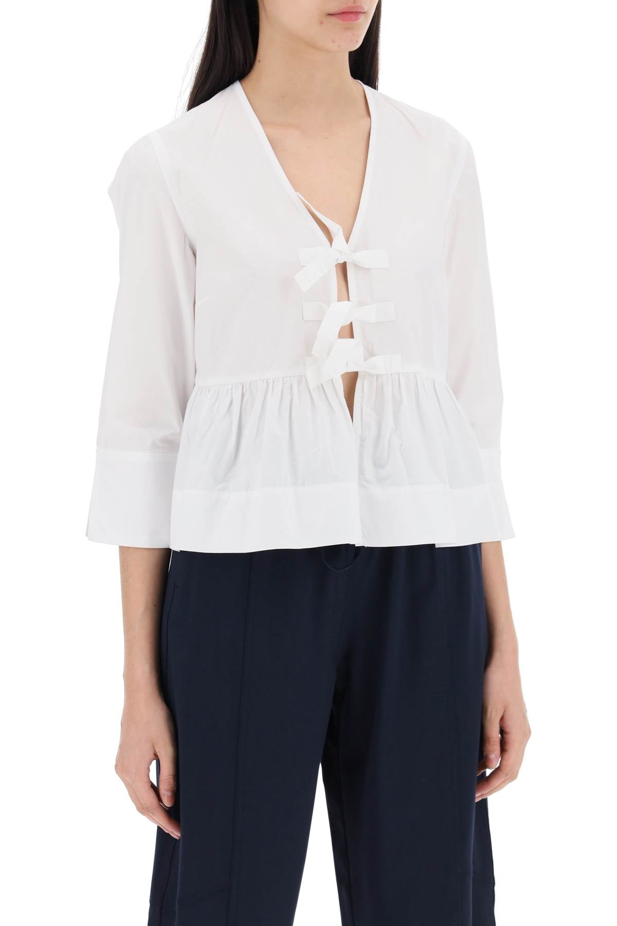 Ganni peplum blouse in pop