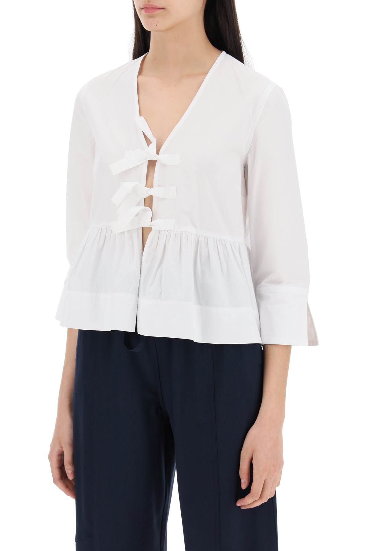 Ganni peplum blouse in pop