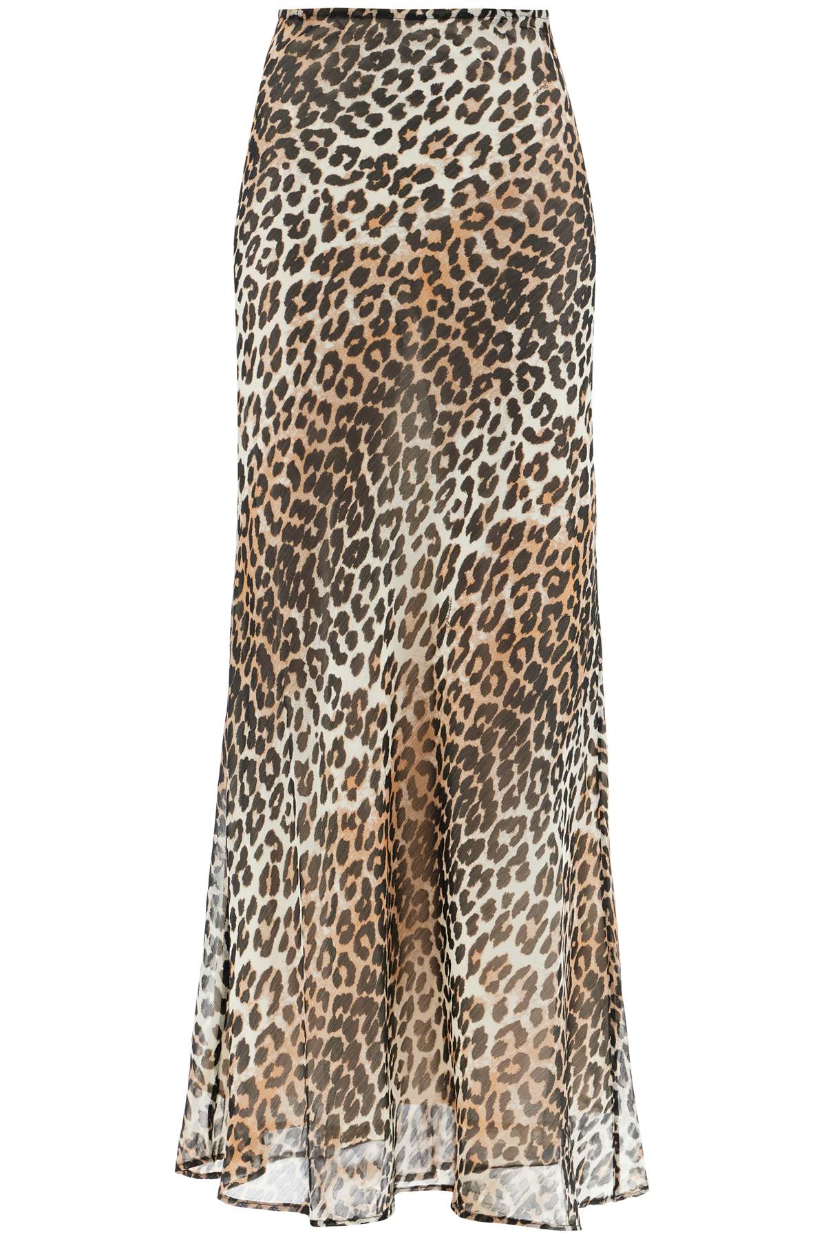 Ganni long chiffon animal print maxi skirt