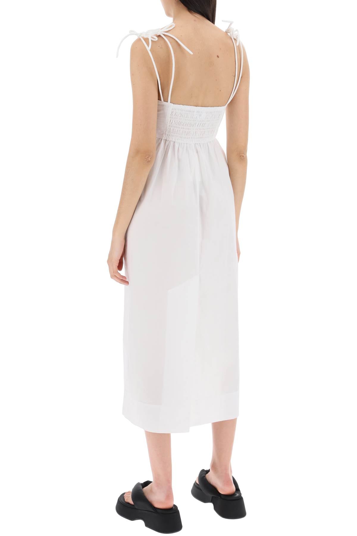 Ganni cotton poplin midi dress in