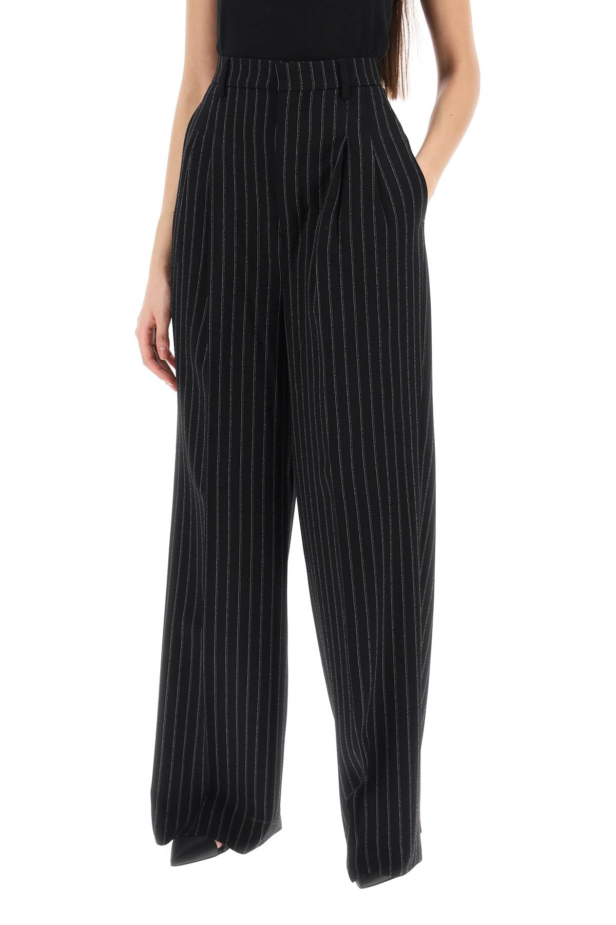 Ami Alexandre Matiussi wide-legged pinstripe trousers with