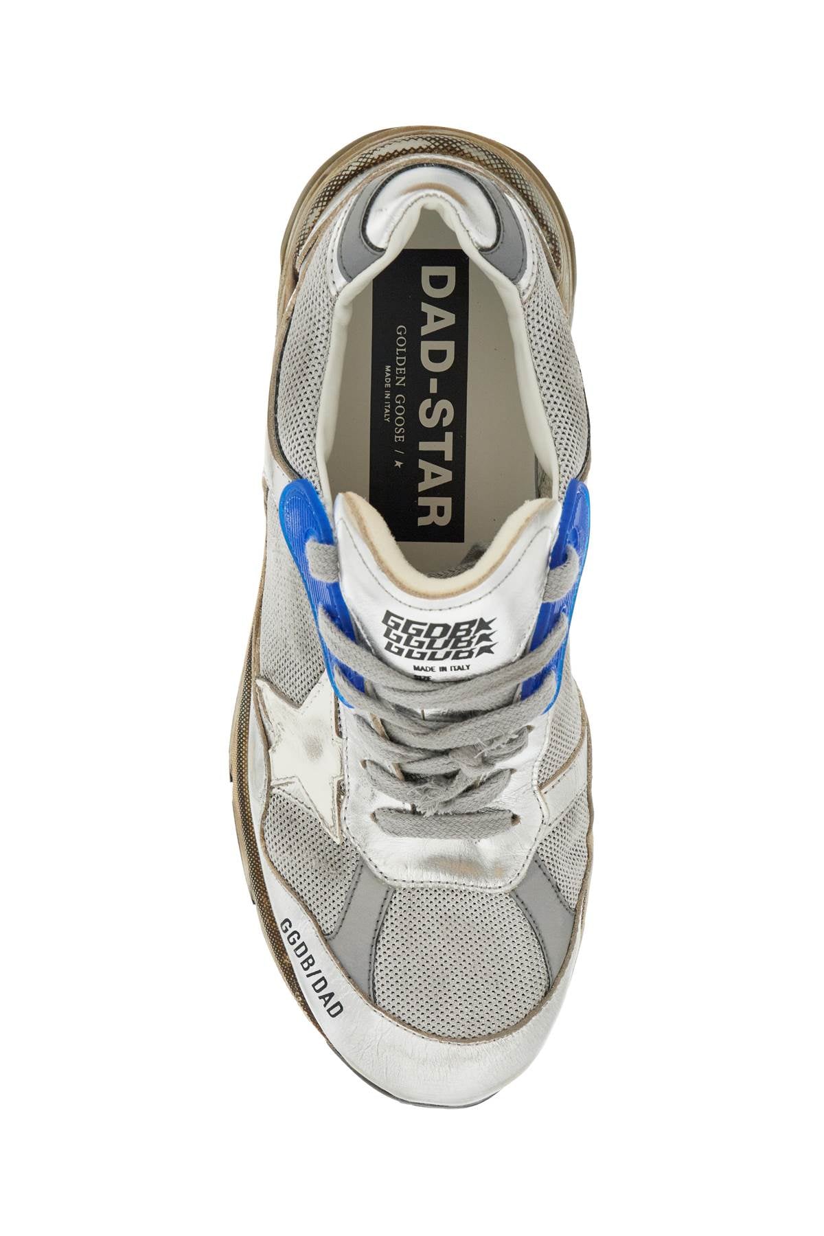 Golden Goose mesh and laminated leather dad-star sneakers.