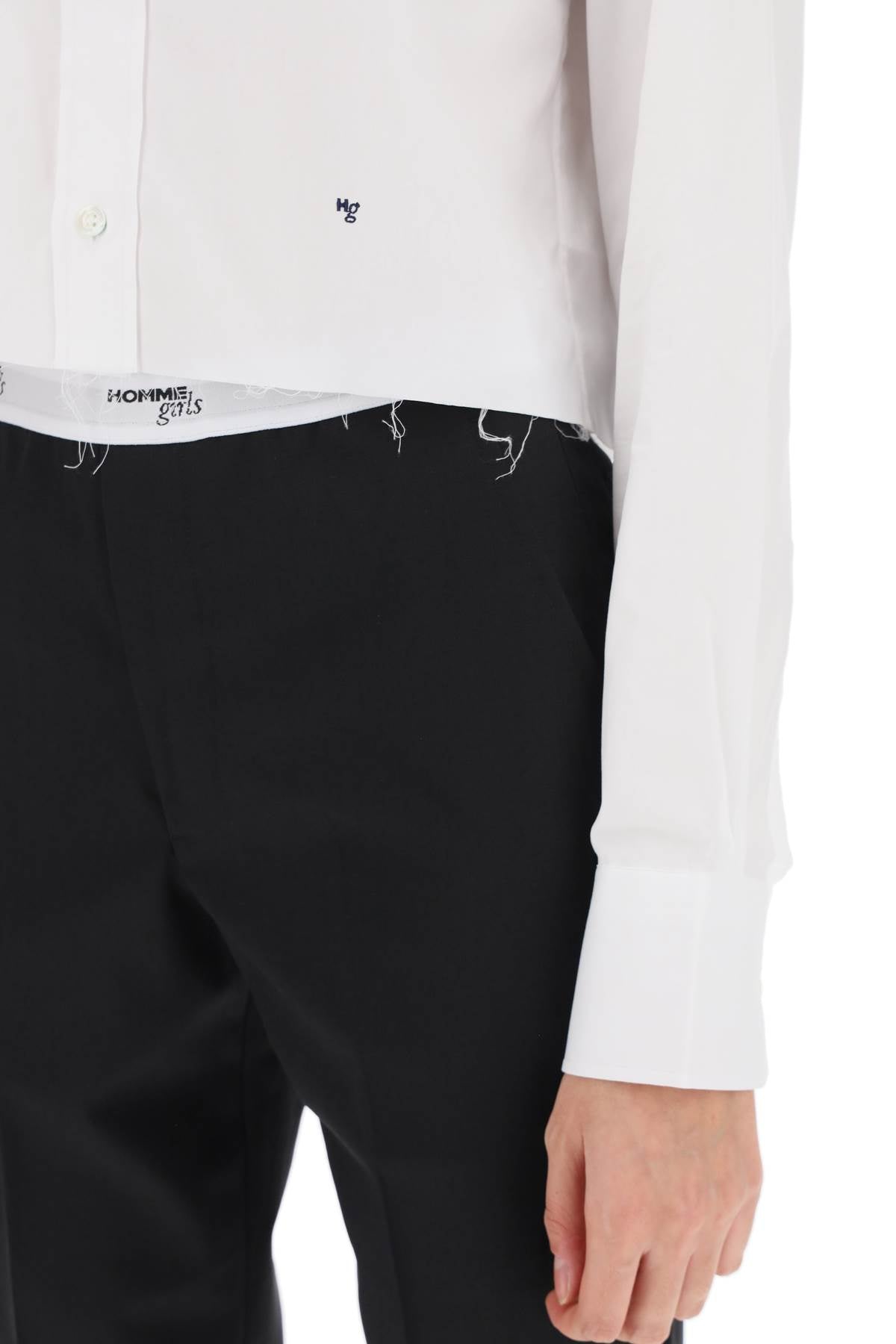 Homme Girls cotton twill cropped shirt