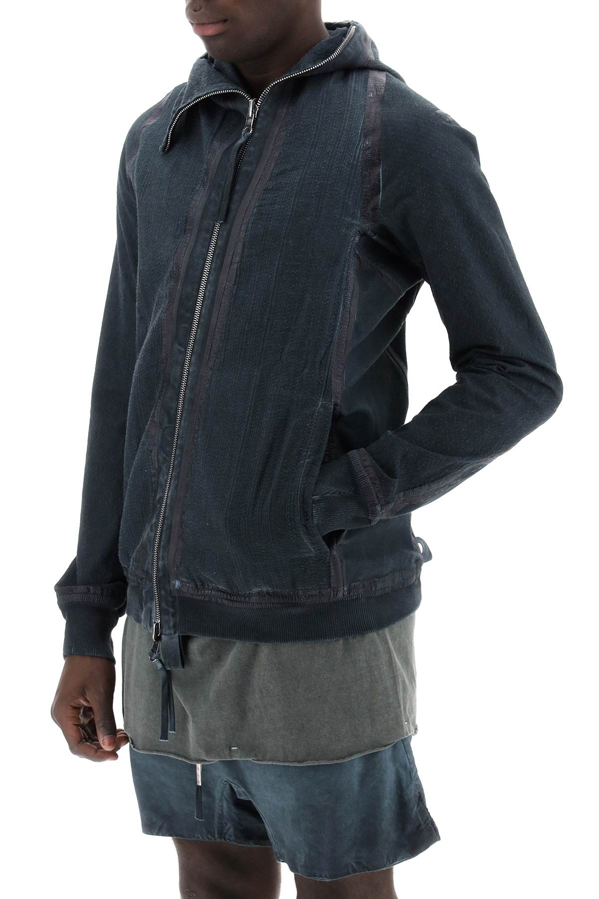 Boris Bidjan Saberi hybrid sweatshirt with zip and hood