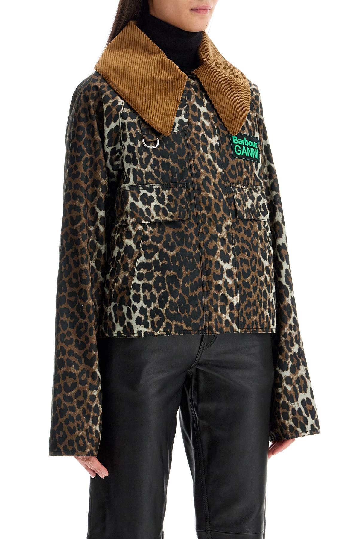 Barbour x Ganni animal print waxed cotton jacket