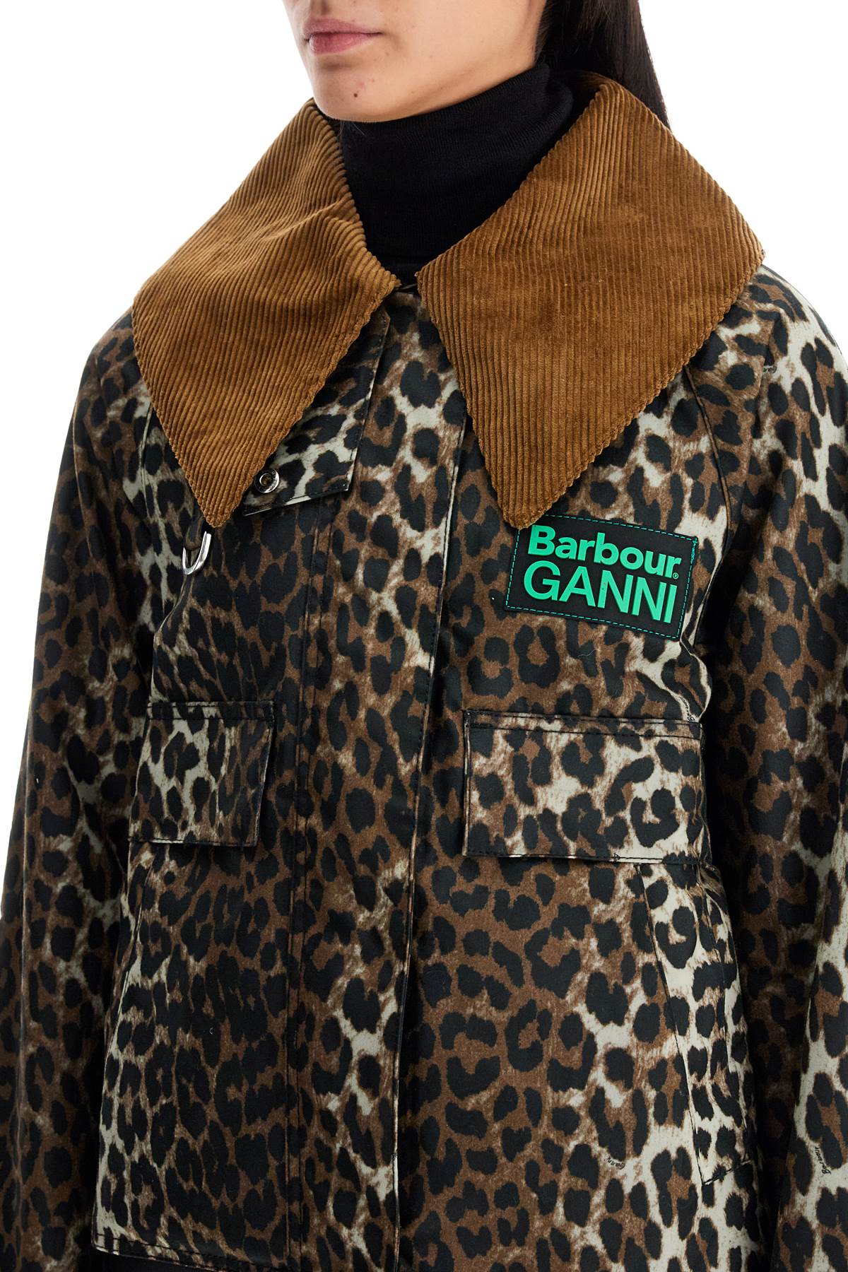 Barbour x Ganni animal print waxed cotton jacket