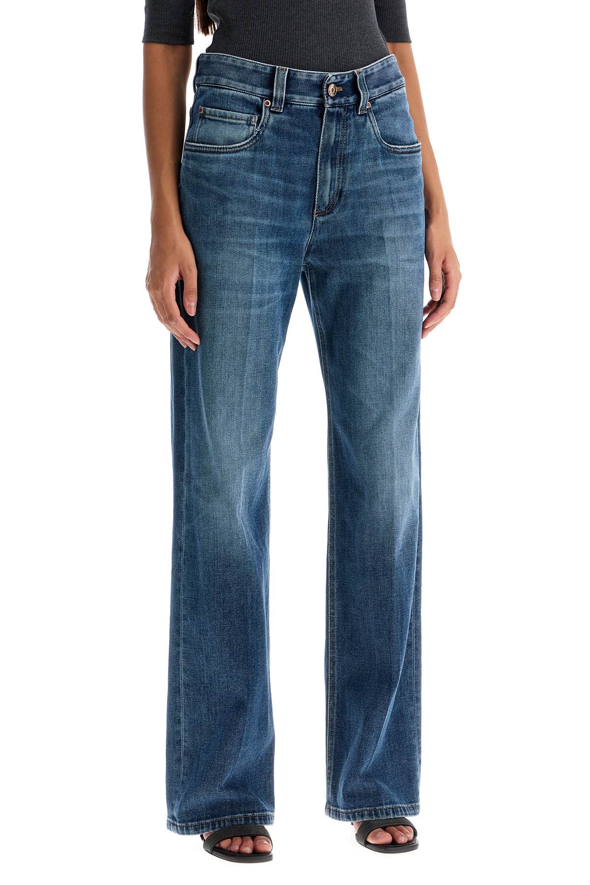 Brunello Cucinelli loose shiny tab jeans with