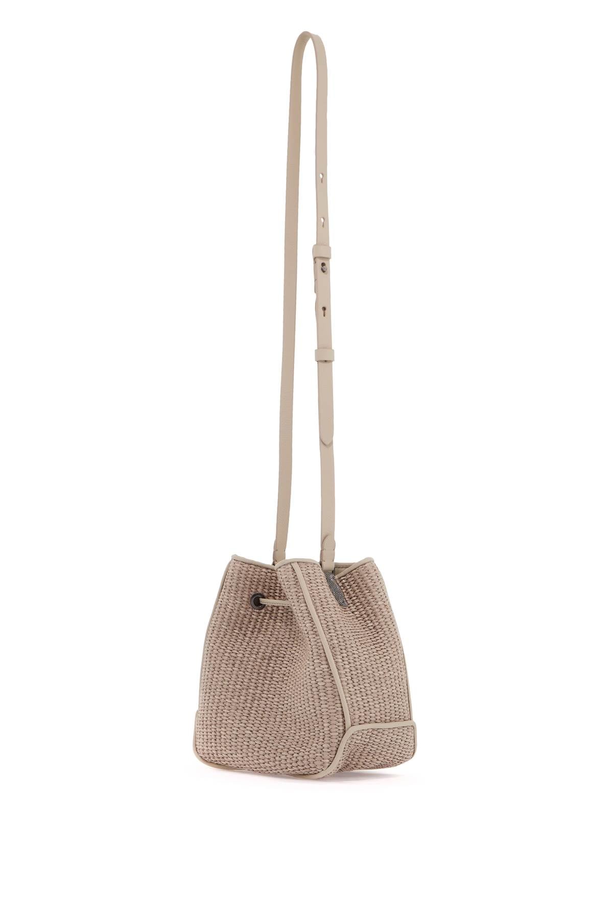 Brunello Cucinelli techno raffia bucket bag with