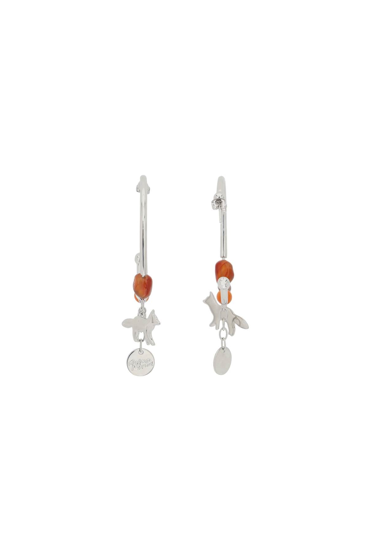 Maison Kitsune fox & beads hoop earrings