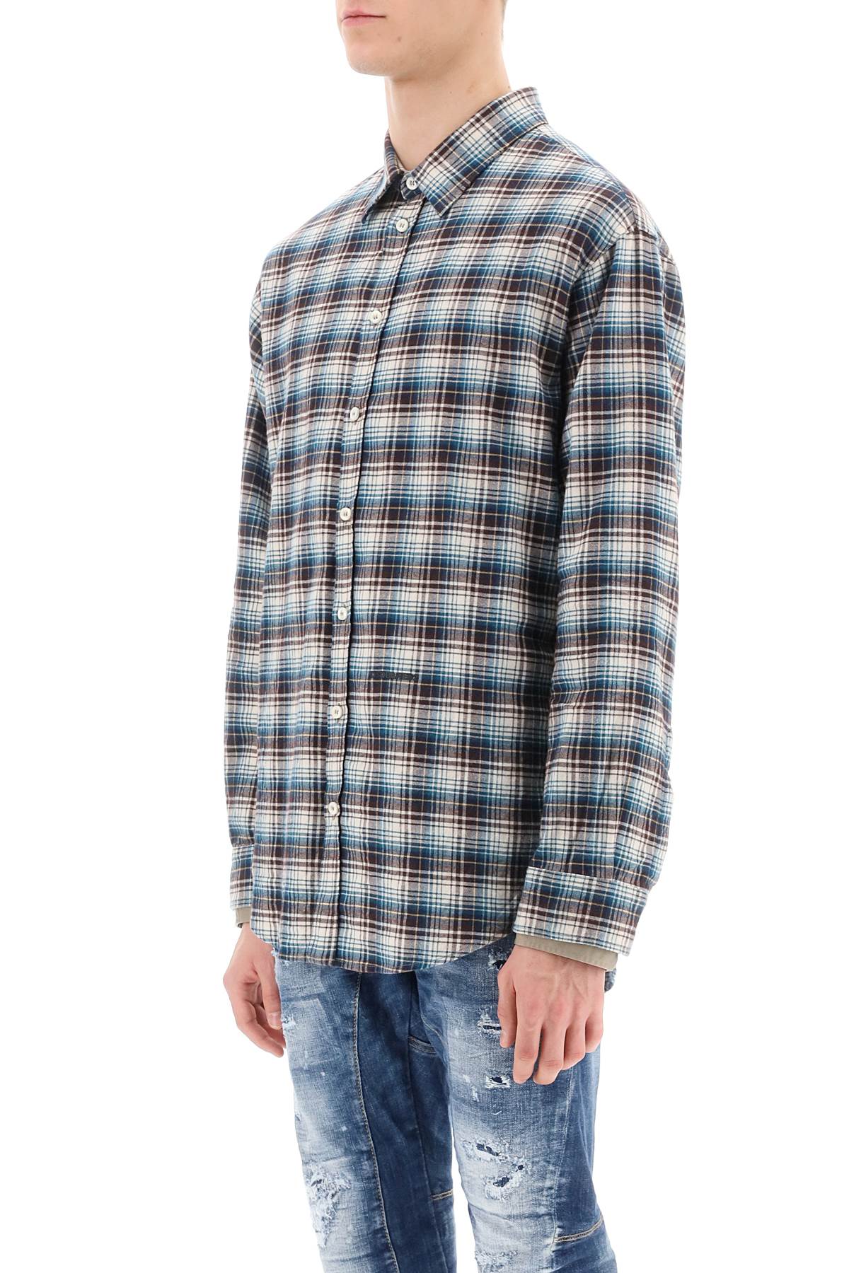 Dsquared2 check shirt with layered sleeves