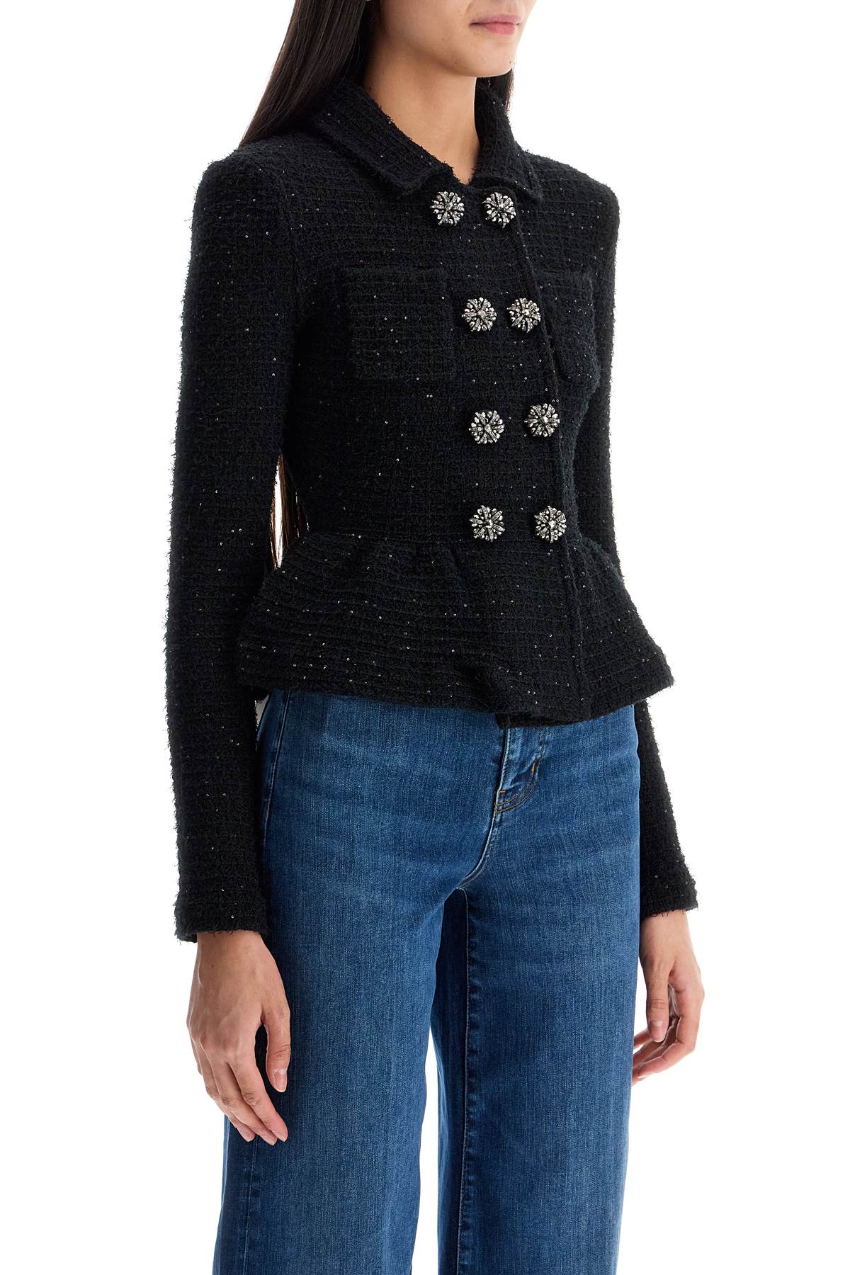 Self Portrait textured knit peplum jacket