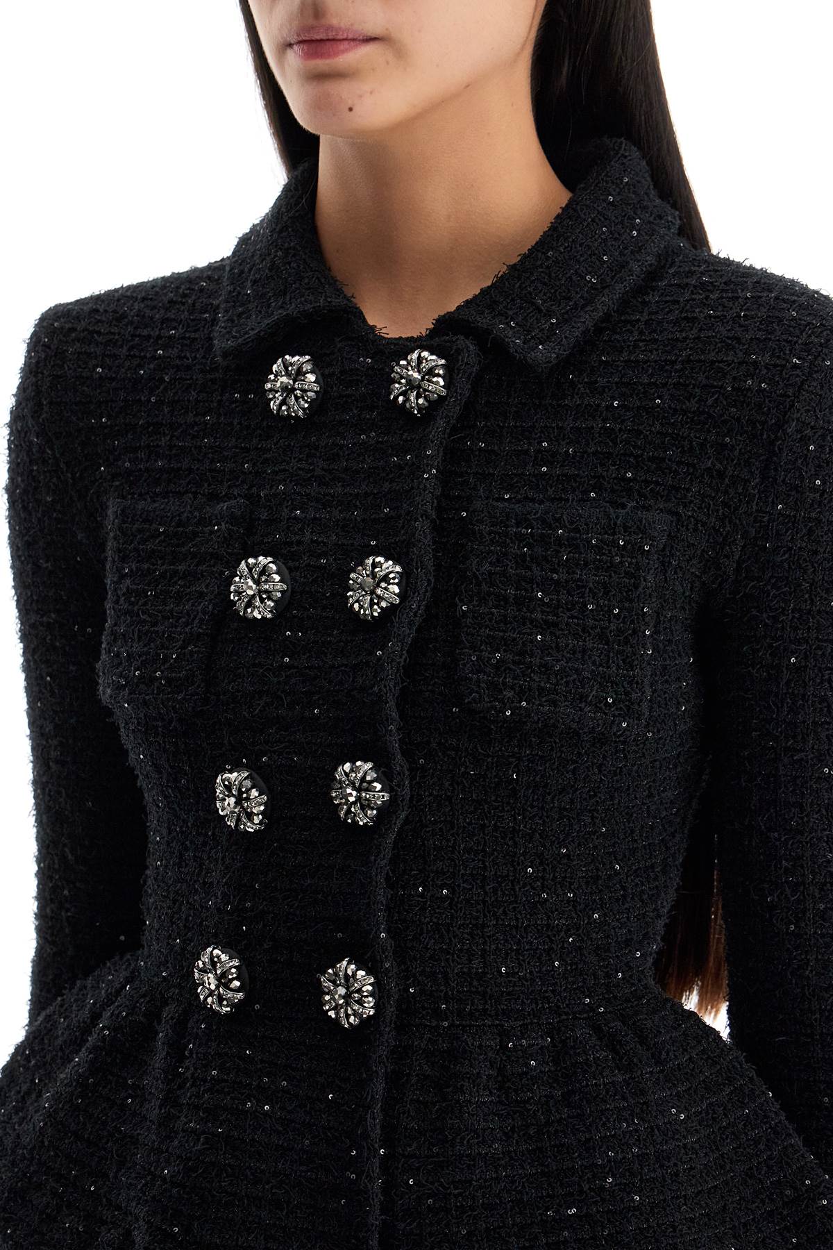 Self Portrait textured knit peplum jacket