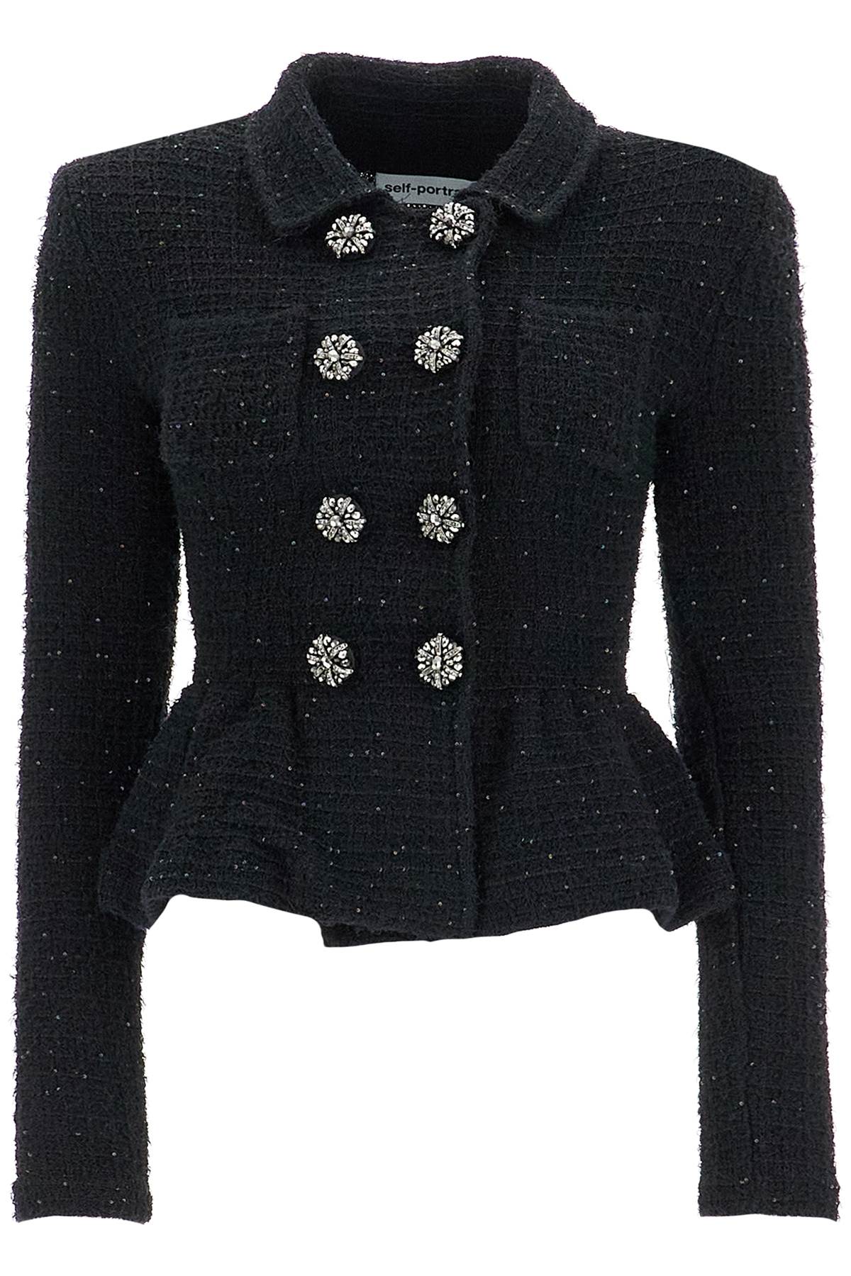 Self Portrait textured knit peplum jacket