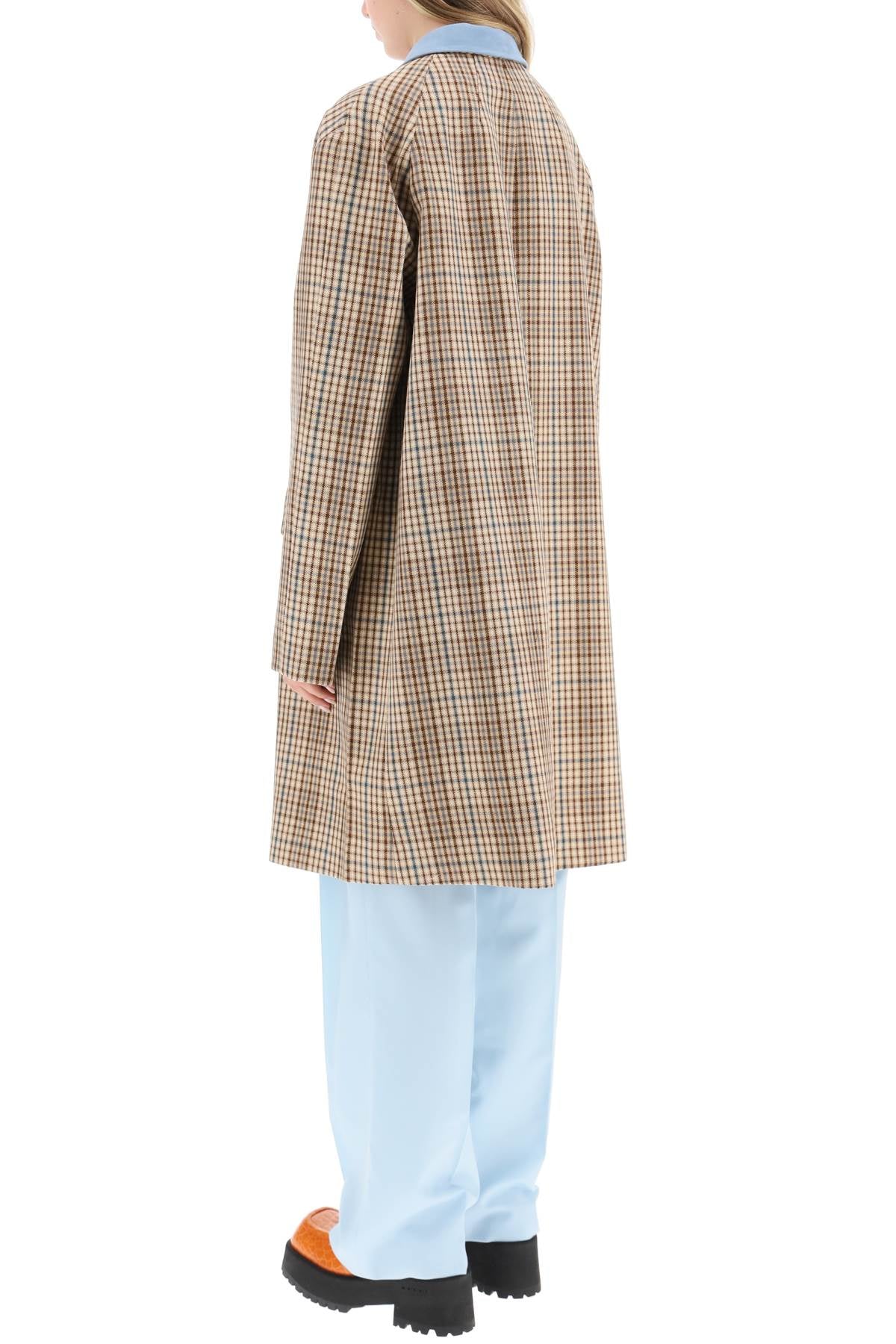 Marni suede collar checked coat