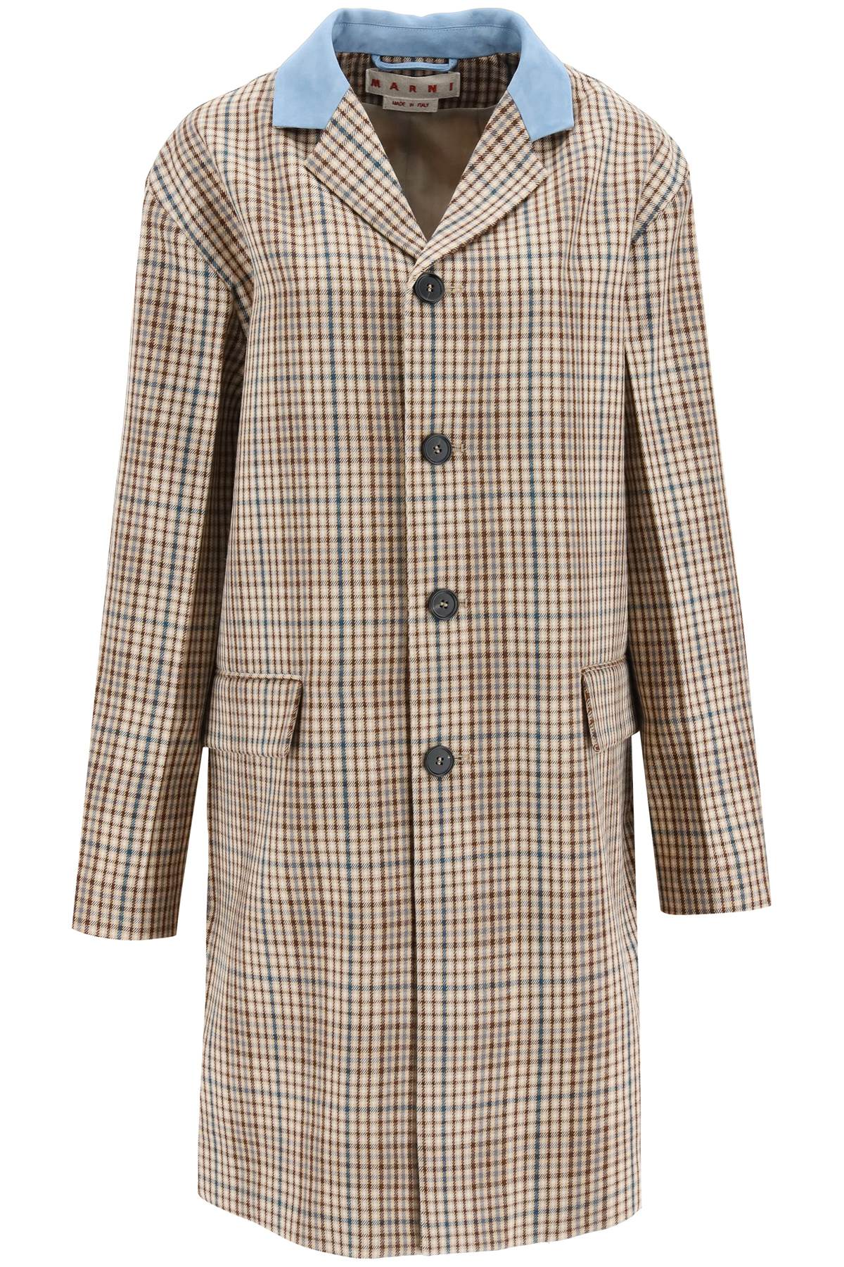 Marni suede collar checked coat