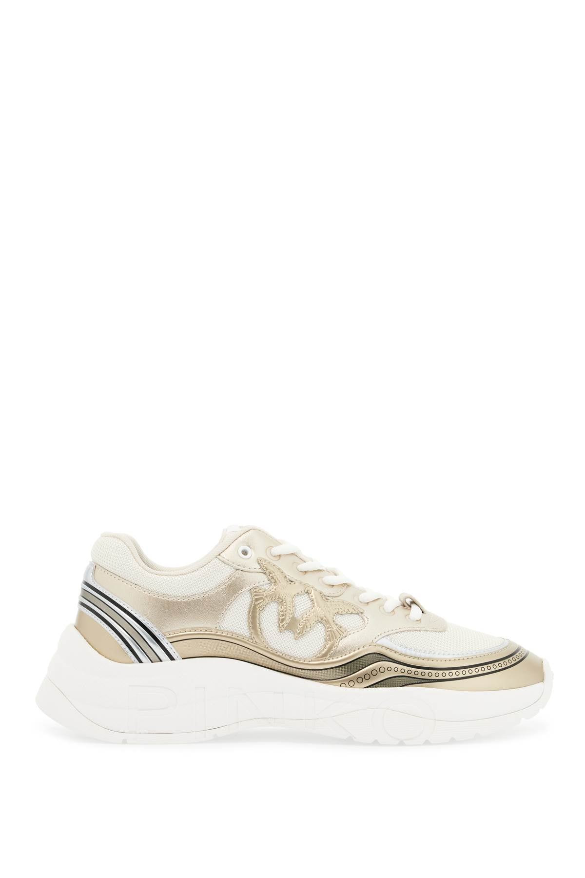 Pinko mesh and metallic faux leather sneakers in