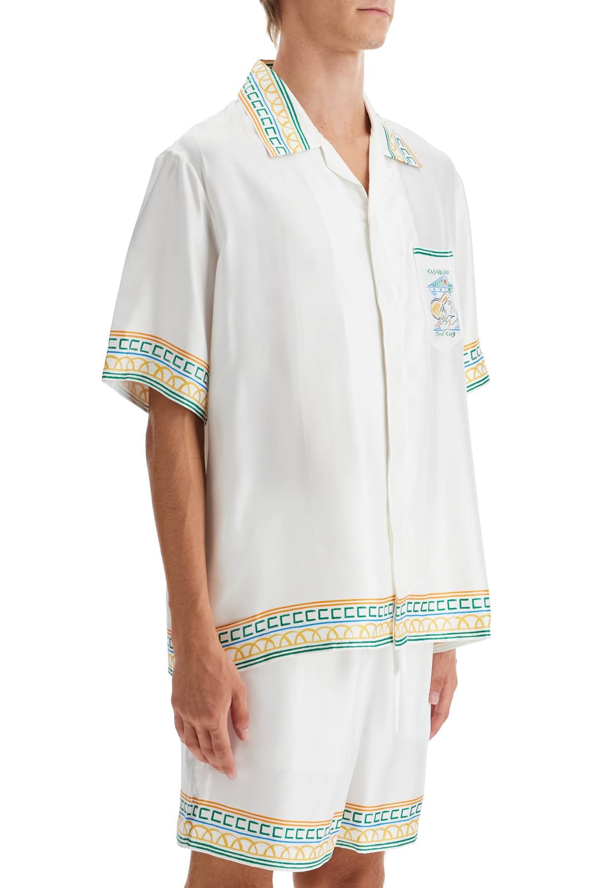 Casablanca silk crayon temple tennis club shirt