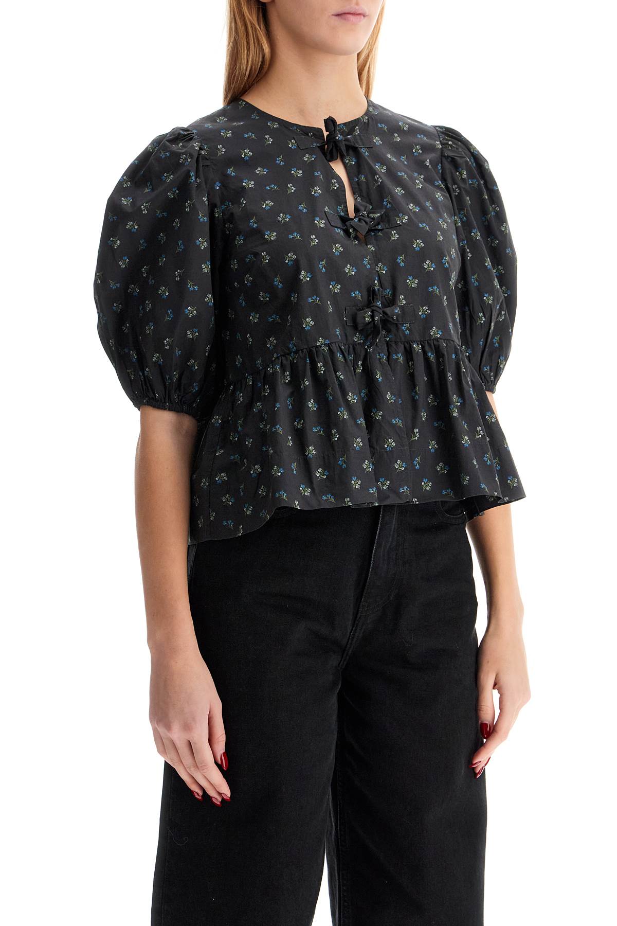 Ganni cotton peplum blouse