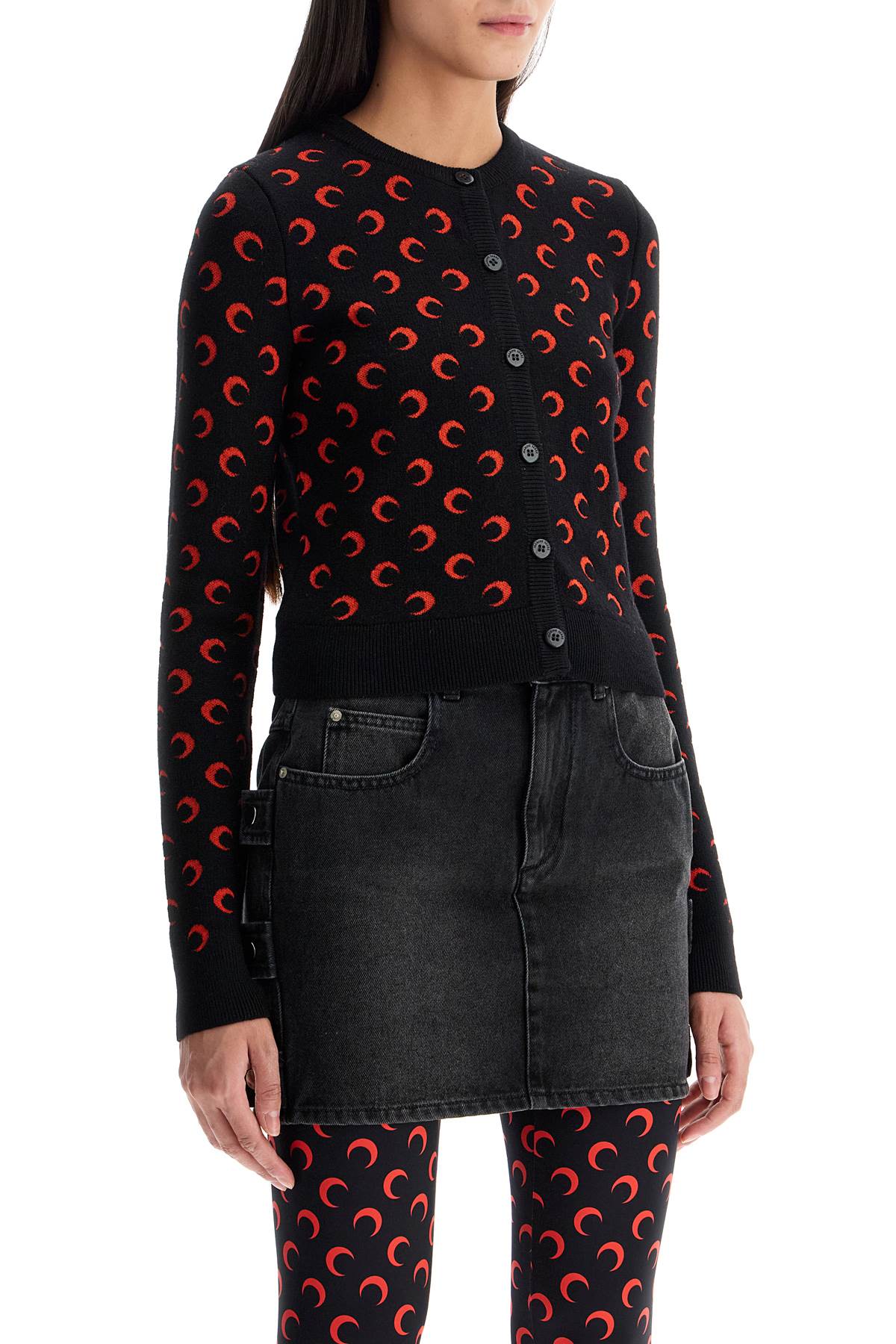 Marine Serre moon jacquard cropped cardigan