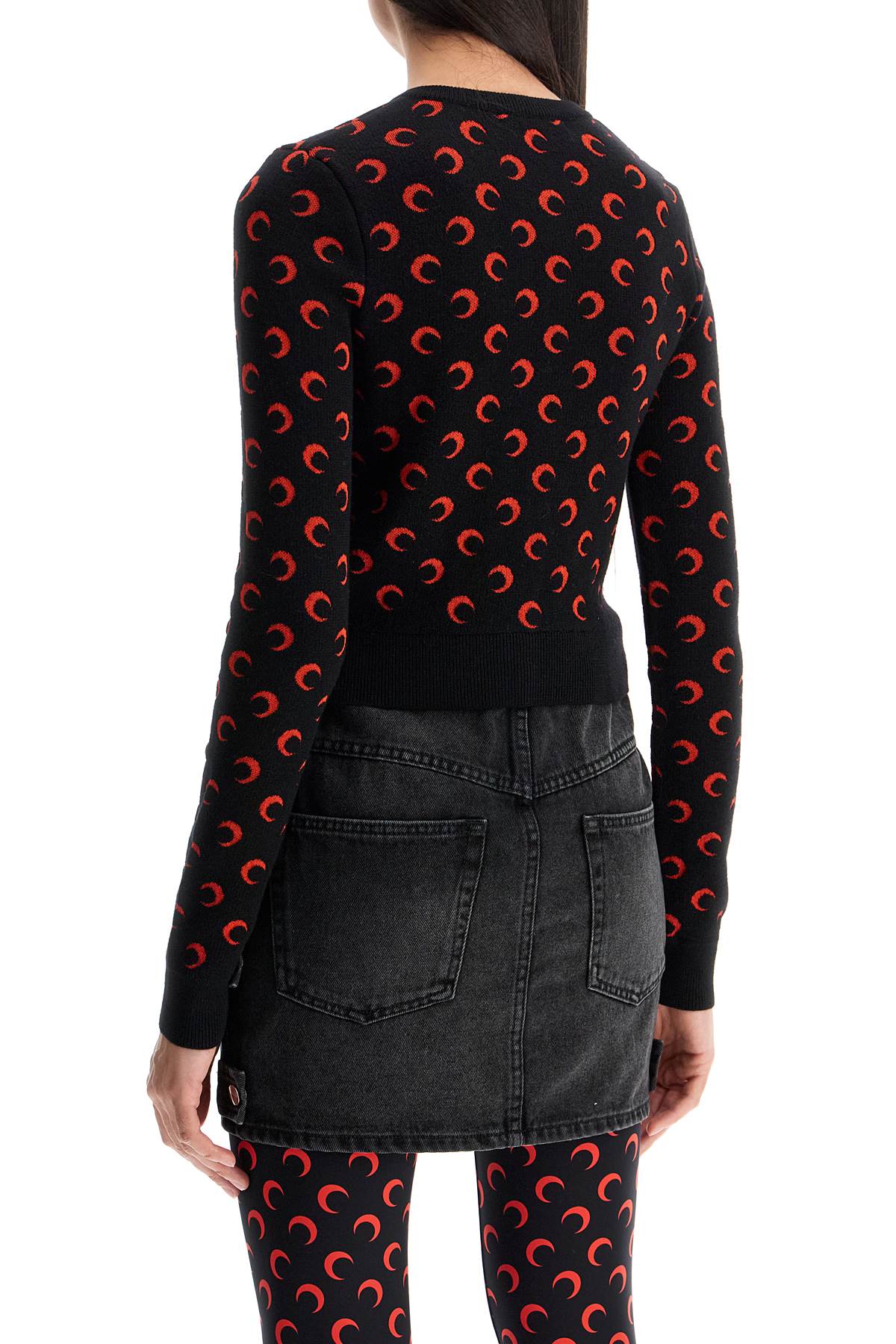 Marine Serre moon jacquard cropped cardigan