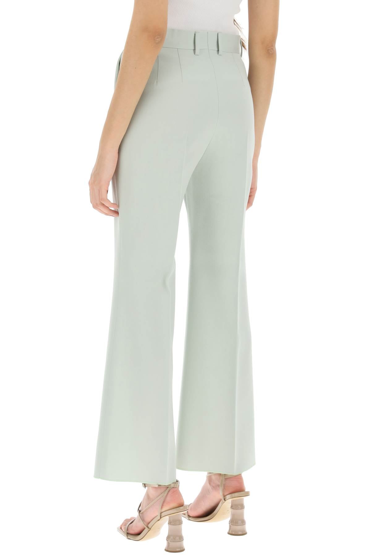 Lanvin Kick Flare Wool Trousers   Green