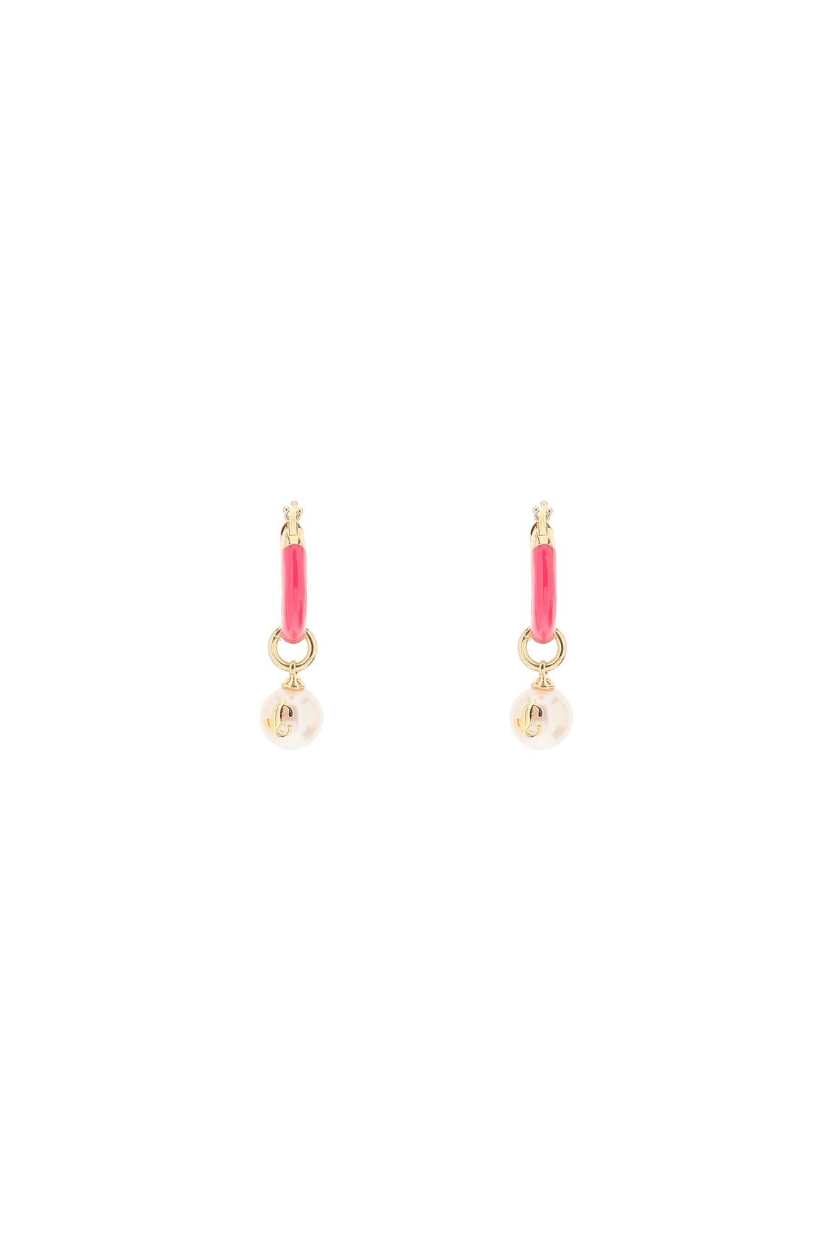 Jimmy Choo Hoop Earrings With Pearls   White